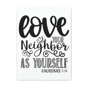 Scripture Sign Love Your Neighbor Galatians 5:14 Heart Christian Wall Art Print